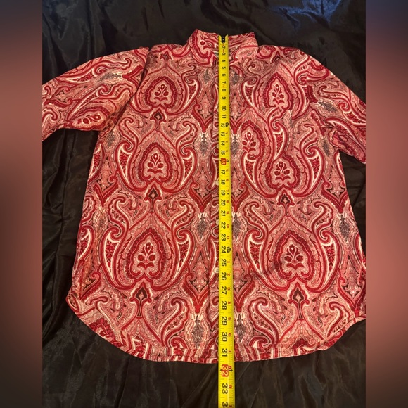 Express Men’s Long Sleeve Button-Down Shirt – Red Paisley Print – Size‎ Large - Picture 8 of 10